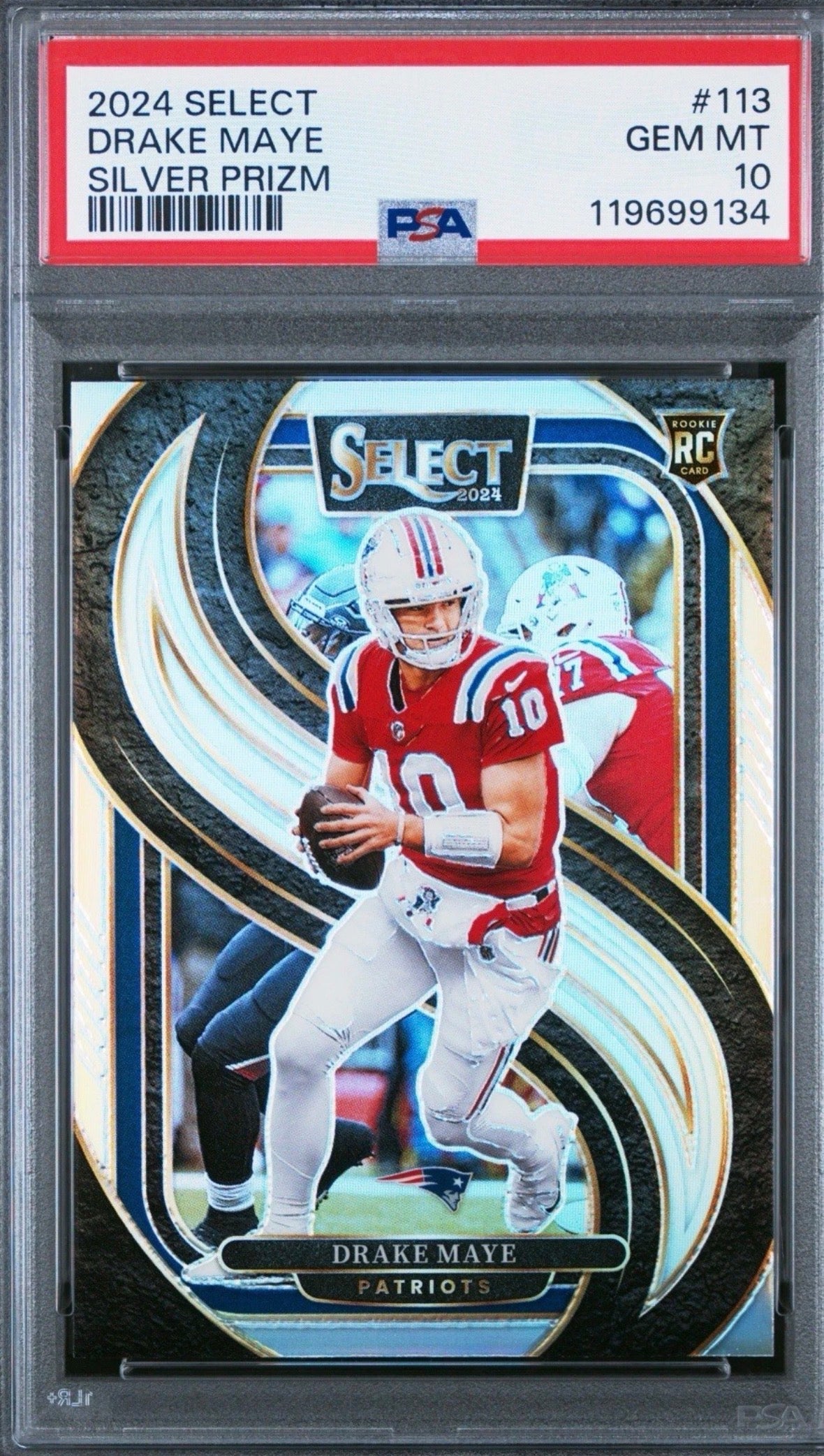 Drake Maye 2024 Panini Select Silver Prizm Premier Level Rookie RC #113 PSA 10
